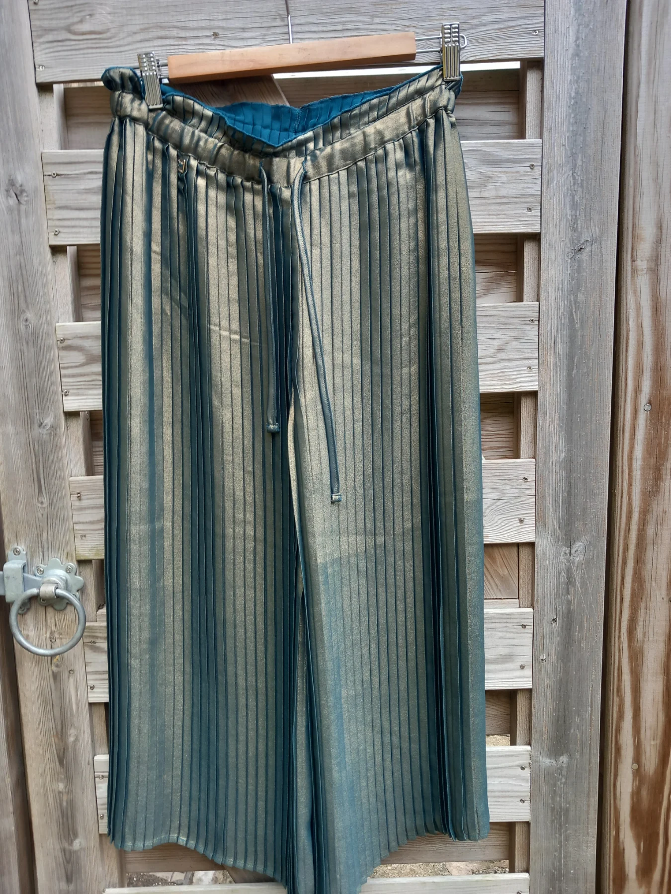 Blue Gold Wide Leg Cropped Trousers Manila Grace Size 8-10 Party Festival BNWT