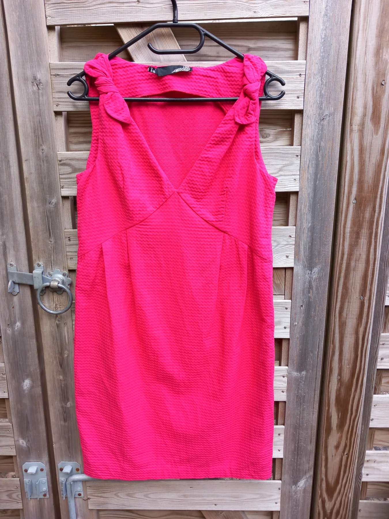 Love Moschino Pink Sleeveless Mini Dress Size 10 Summer Waffle Cotton Fabric Good Condition