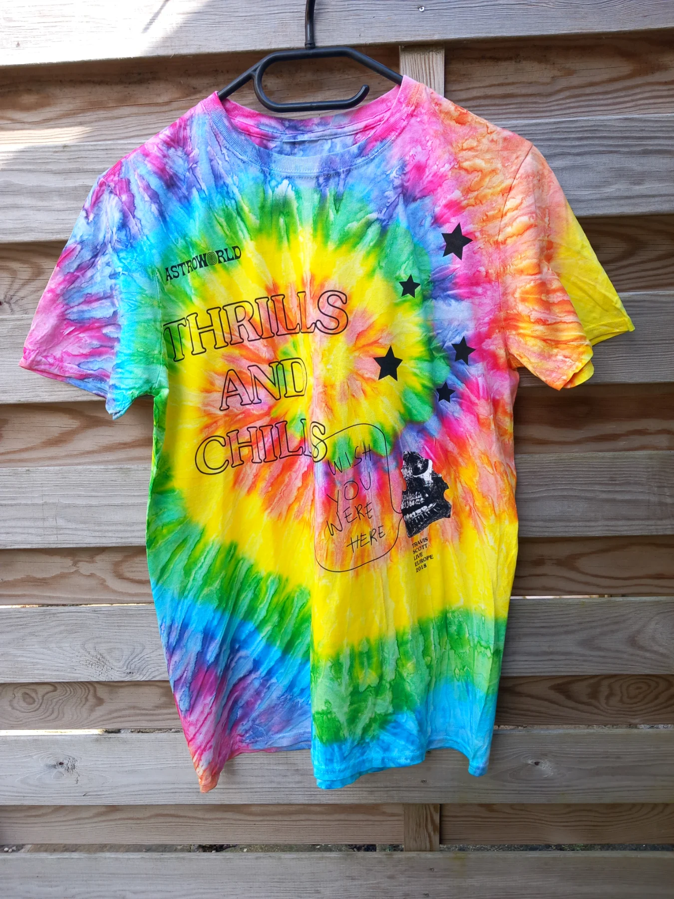 Travis Scott Thrills & Chills Tie Dye T.Shirt Men's Size M Women's Size L 100% Cotton Brand New