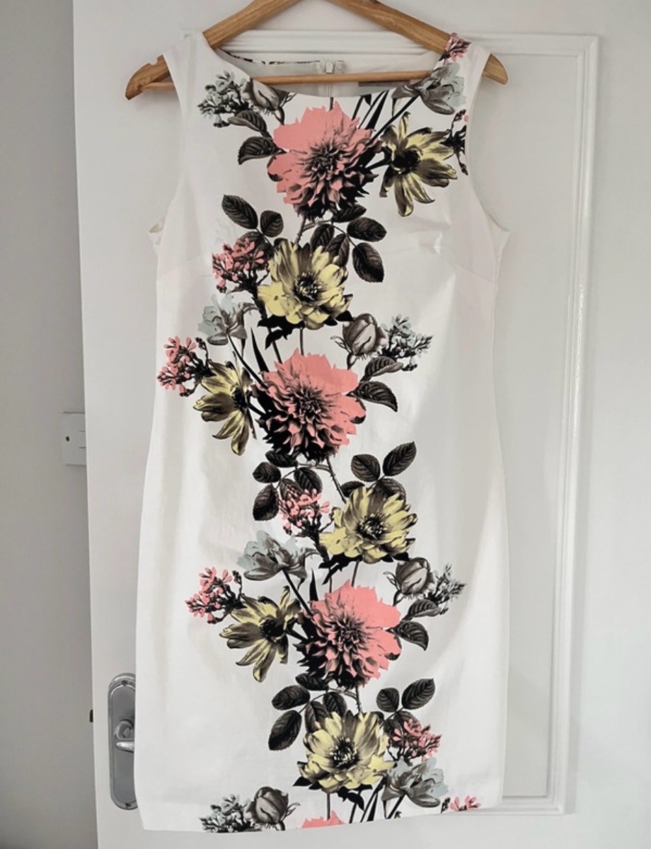 M&S white floral print shift occasion dress