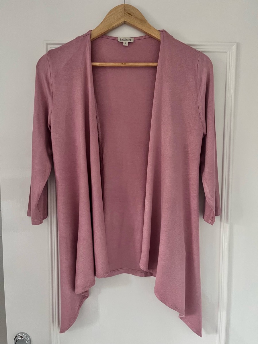 Kettlewell size small rose pink fine knit waterfall cardigan