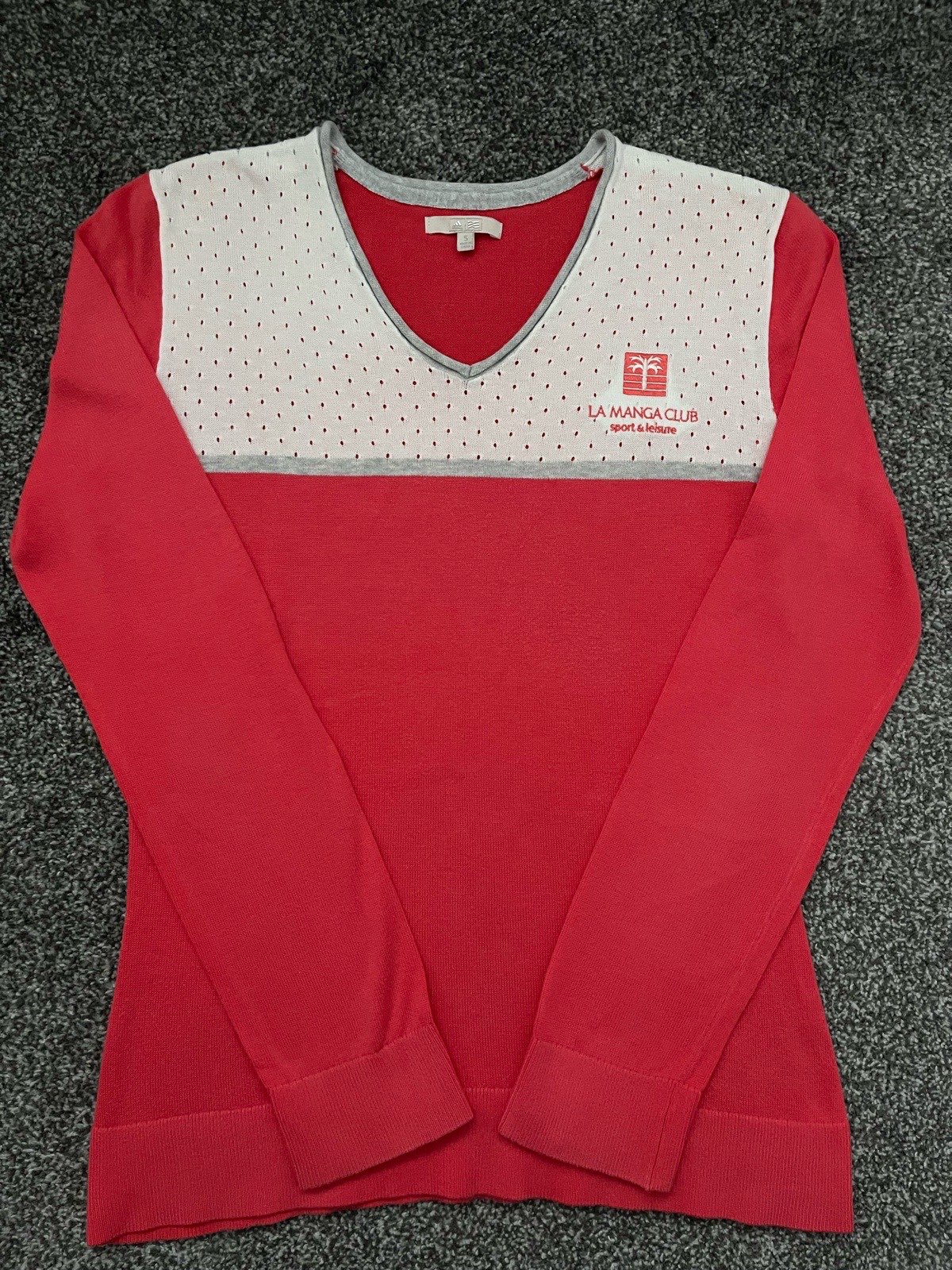 Adidas size small coral/white knitted sports jumper
