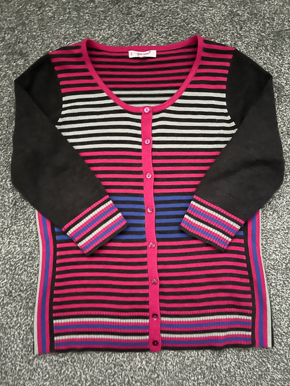 Per Una size 12 striped cardigan with 3/4 sleeves