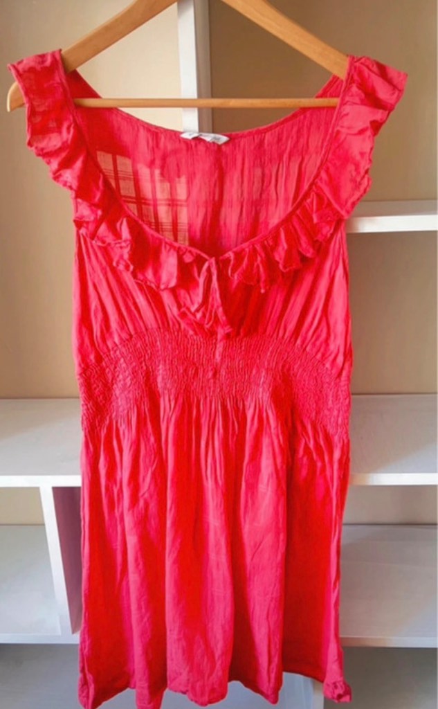 New Look Coral Ruffled Summer Dress Size 16