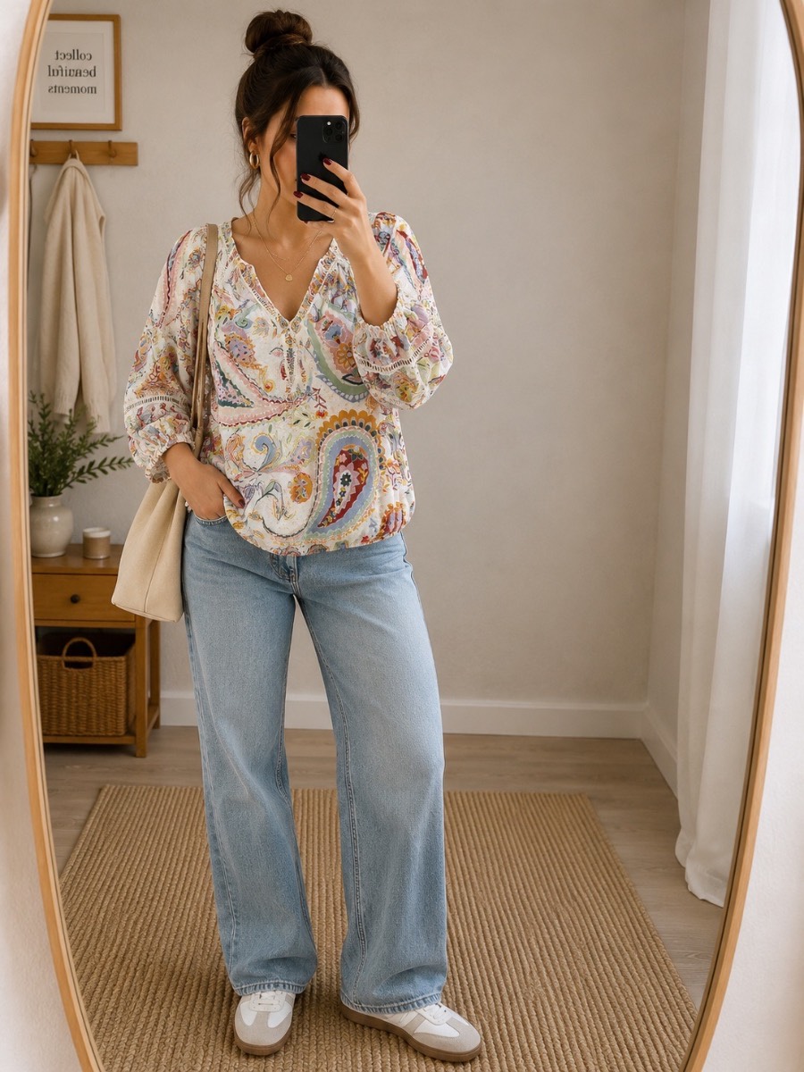 Next Boho Paisley Cotton Blouse UK 14