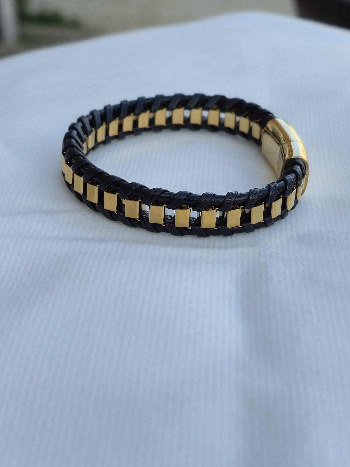 Men's leather braided bracelet