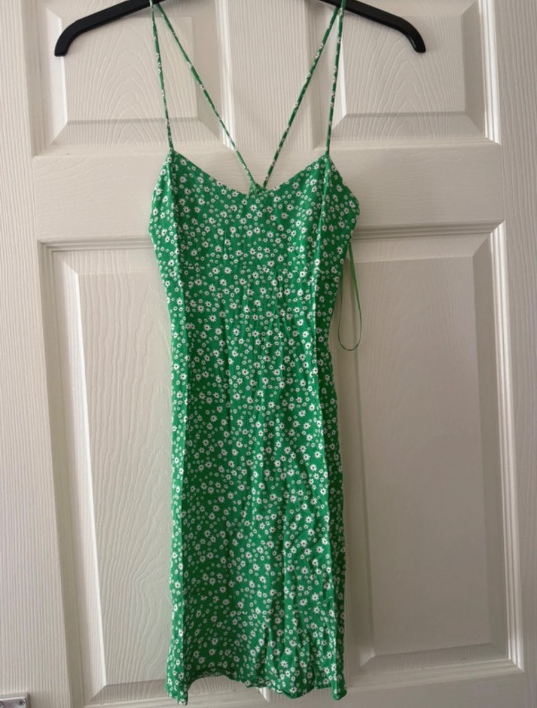 Zara floral printed crossover strap midi dress