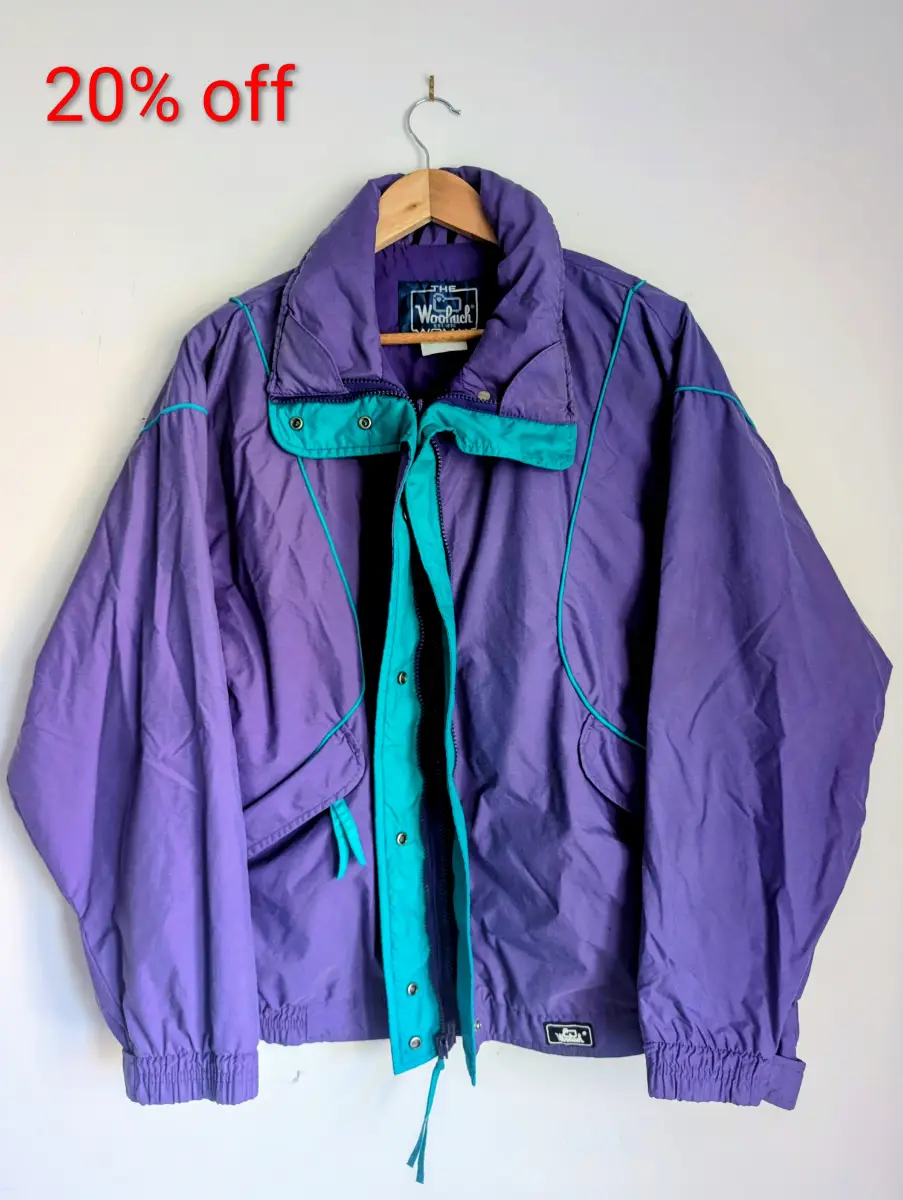 Woolrich Colorblock Womens Windbreaker Jacket Purple & Teal Large