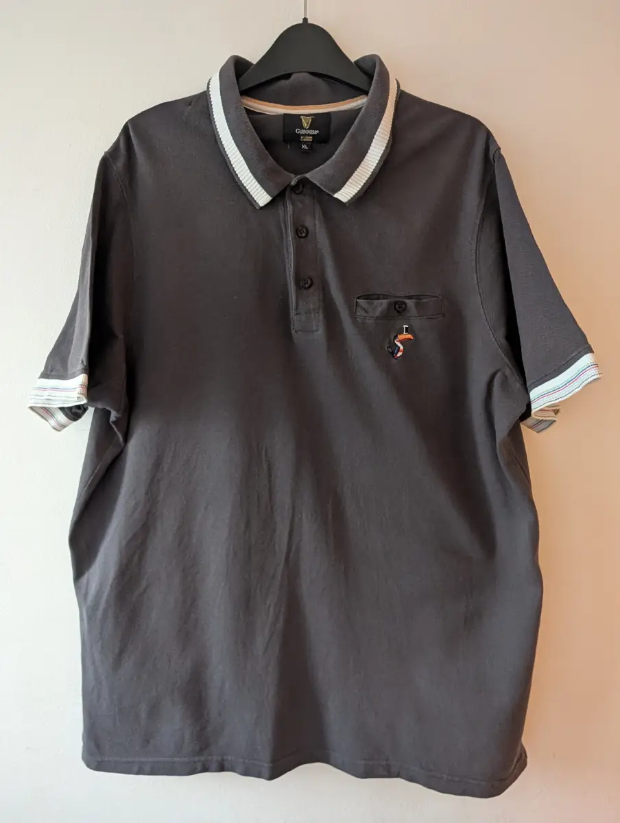 Official Guinness Dark Slate Grey Polo Shirt XL Embroidered Toucan