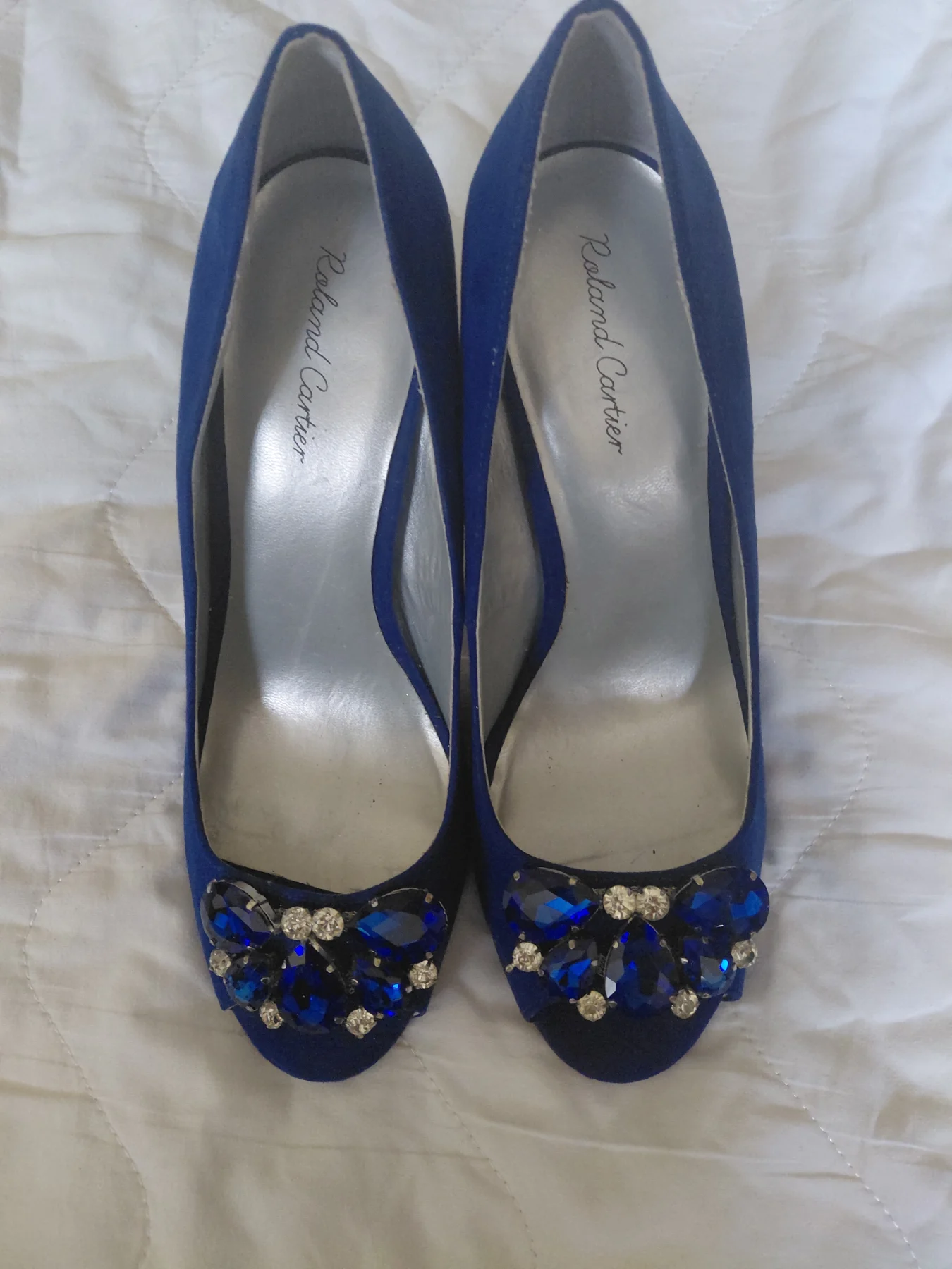 Roland Cartier royal blue open toe heels. Size 6.5