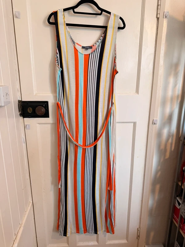 Studio Maxi Dress Candy Striped Stretchy Size 16/18