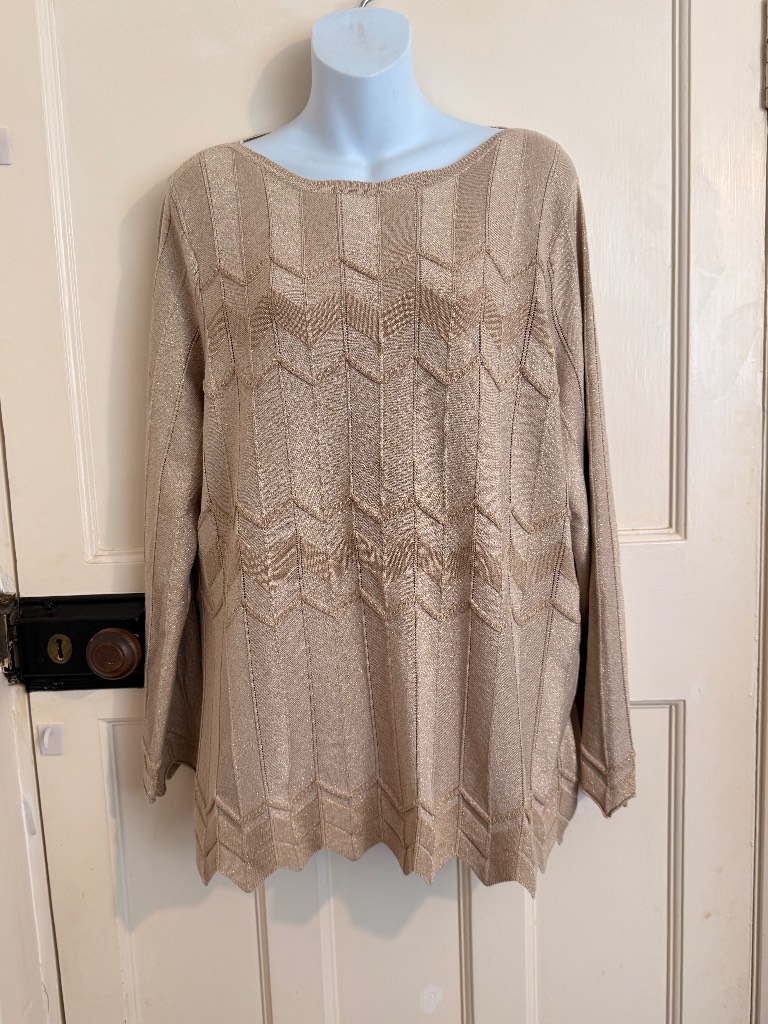 Bonmarche Jumper Top Gold Shimmer Lightweight Size 20/22