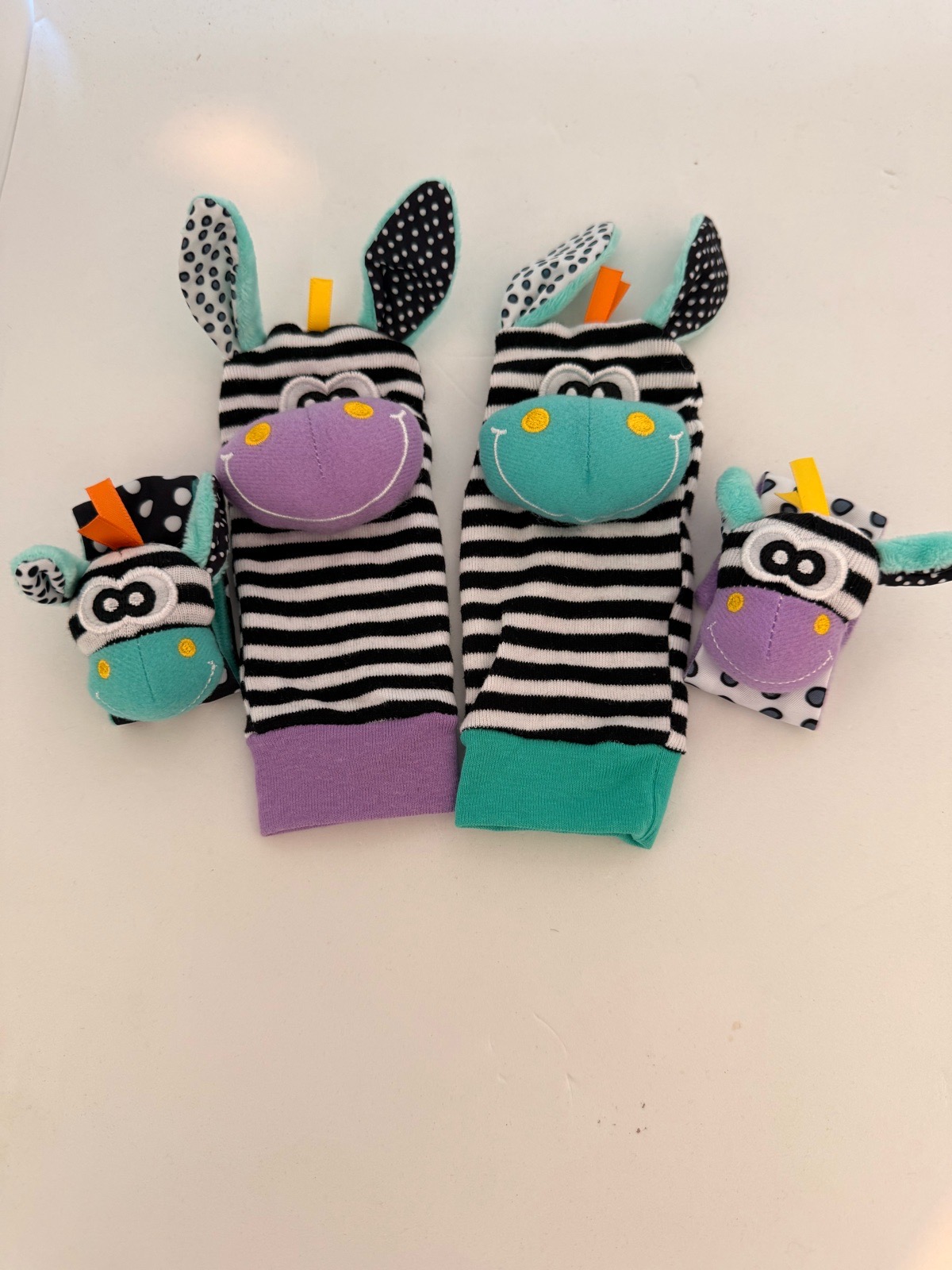Baby Sensory Rattle Socks 4 Piece Set Zebra Design