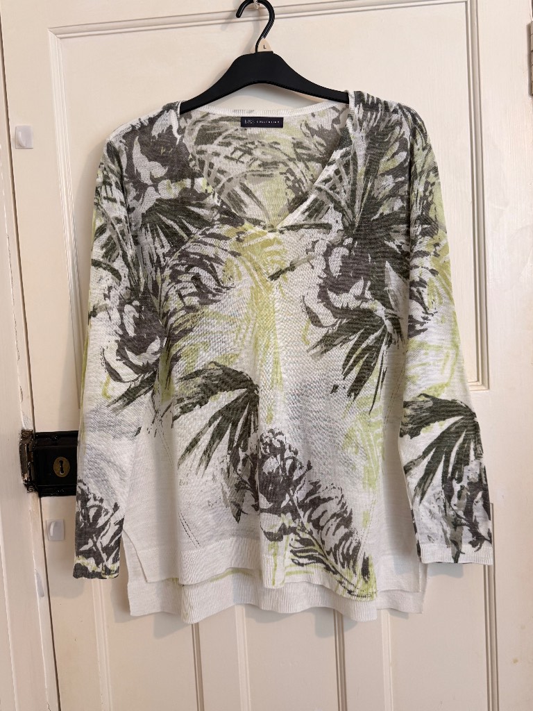 M&S Lightweight Jumper Top Linen Mix Size 20