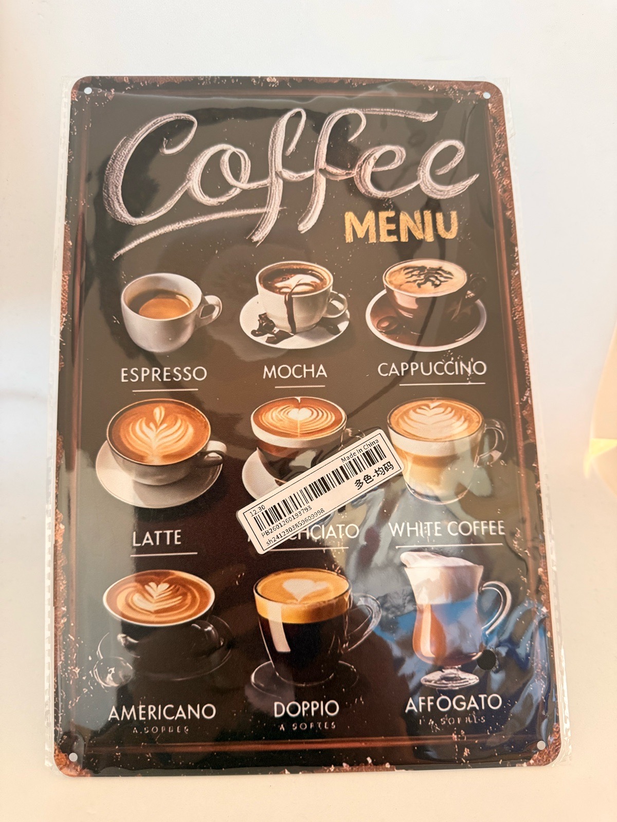 Metal Wall Art Coffee Menu 30cm x 20cm New