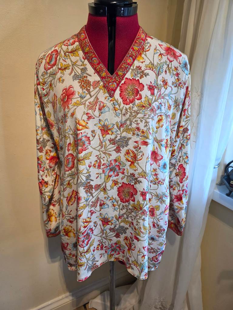 BIBA boho/cottagecore floral tunic top size 36 UK 8
