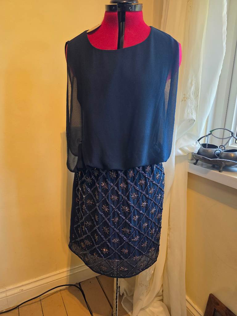 BNWT Apricot Navy occasion dress with beading Size 12
