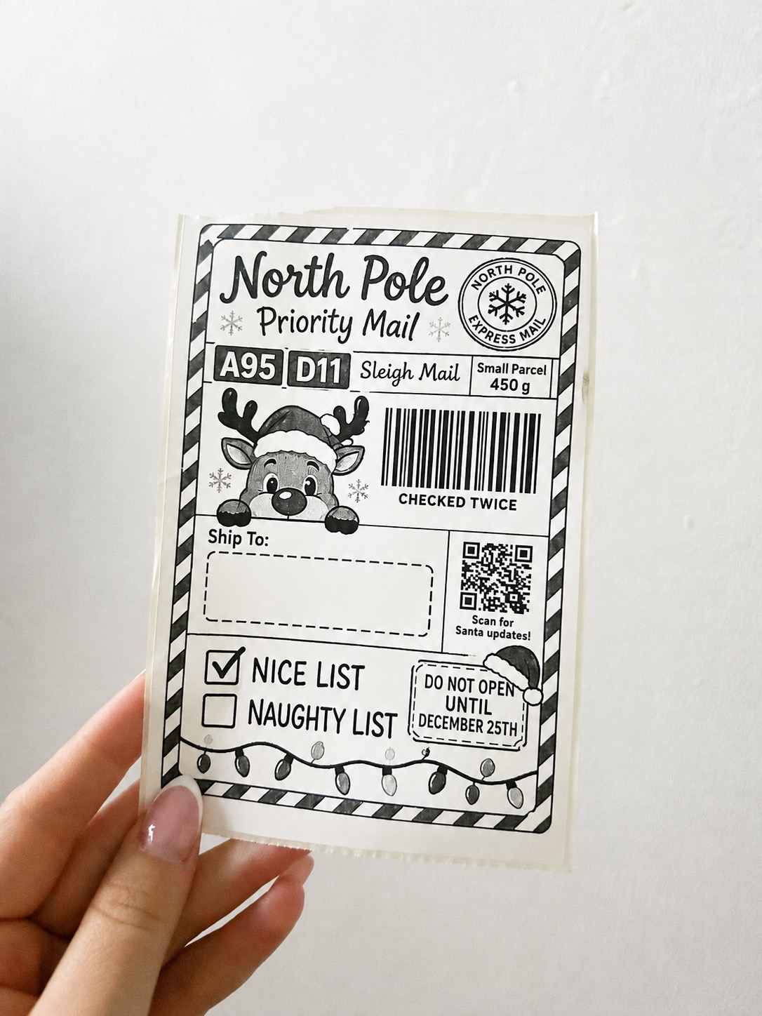 🎄 North Pole Priority Mail Christmas Gift Tag x25 sticker