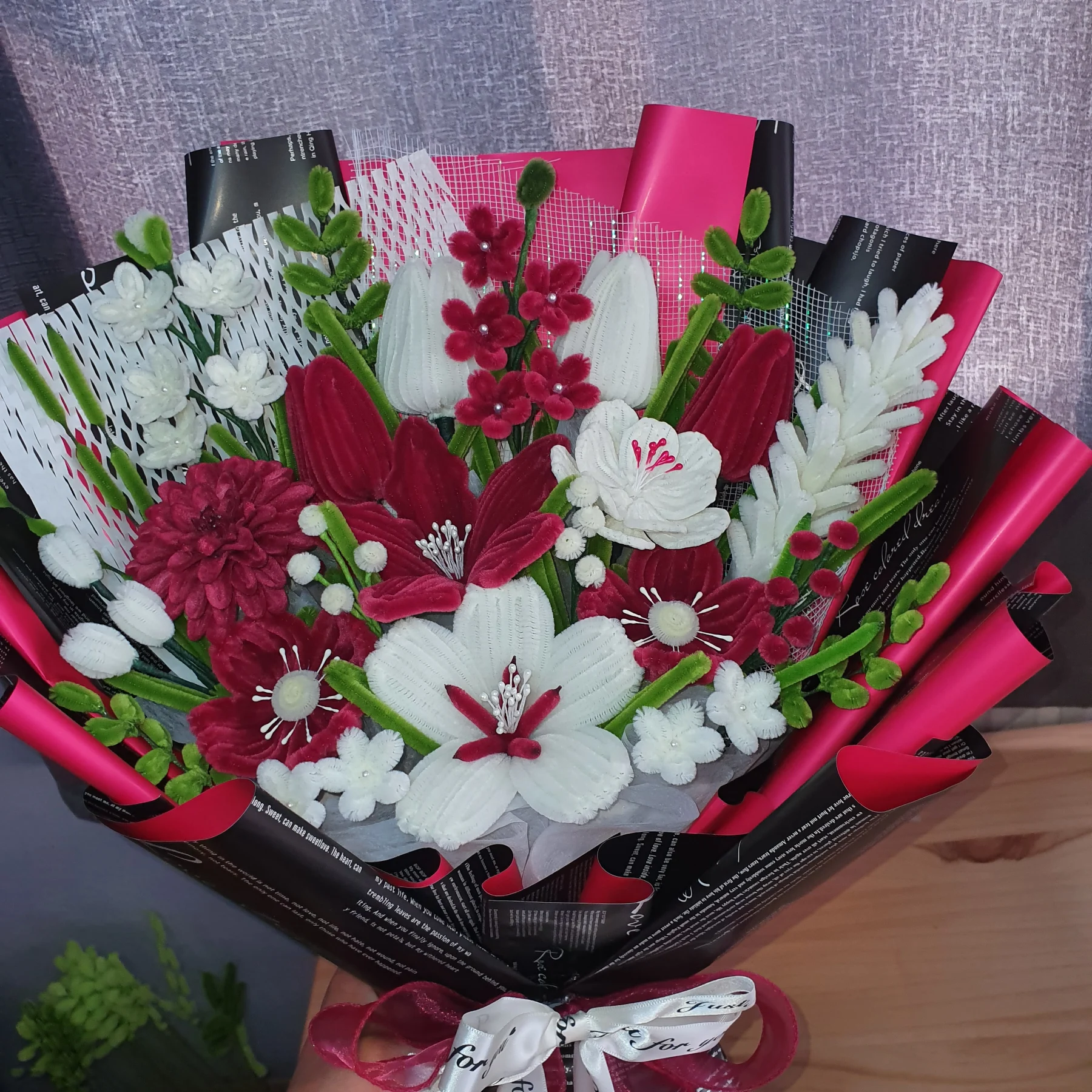 Burgundy and cream Artificial flower bouquet