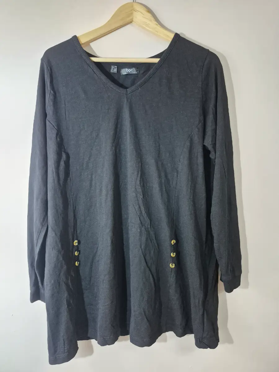 womens black tunic v-neck top size 18