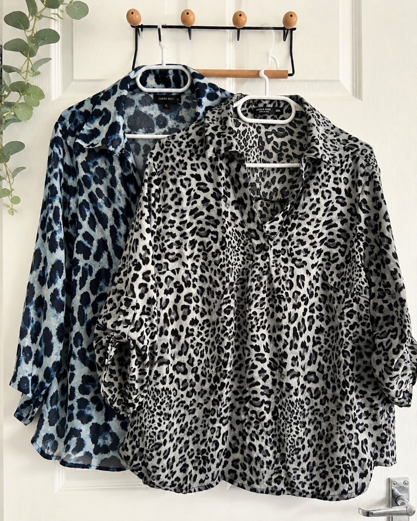Bundle 2x Leopard Print Shirts Plus Size 0XL Emery Rose & Shein Curve Animal Print Blouses