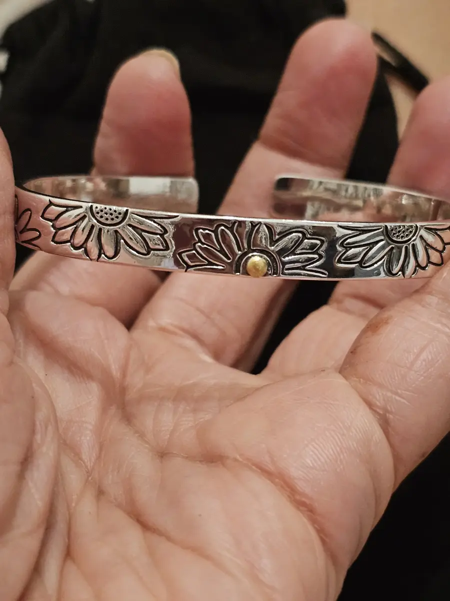 925sterling silver beautiful sunflower design bangle