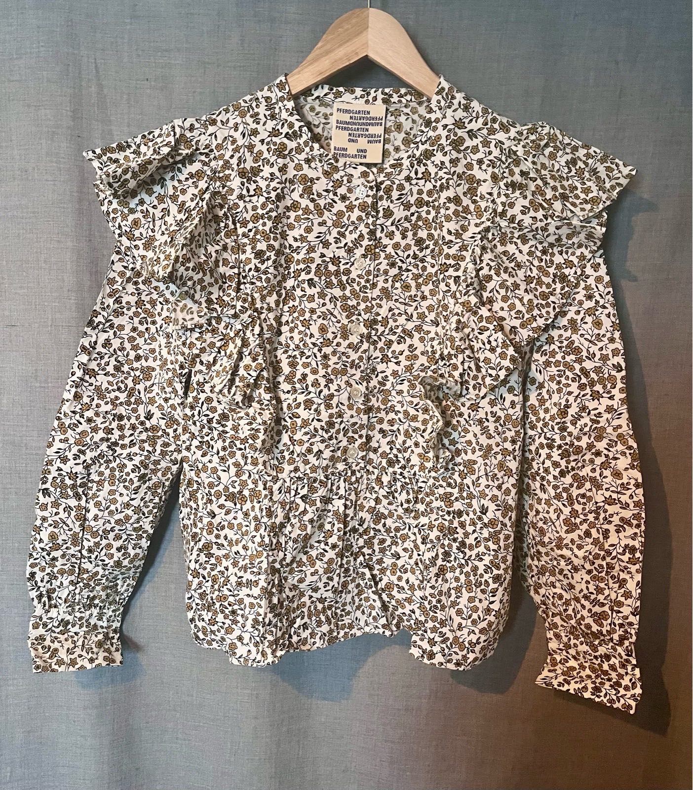 Baum und Pferdgarten Floral Ruffle Organic Cotton Blouse EU 36 UK 8