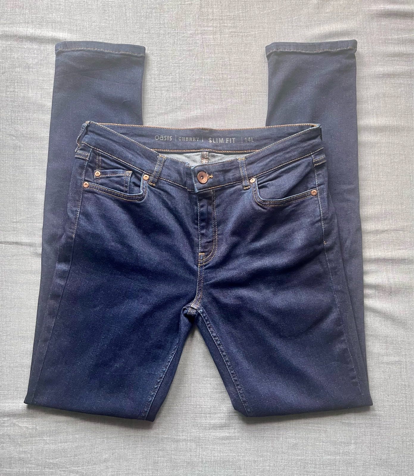 Oasis Cherry Slim Fit Dark Blue Jeans UK 14 Long