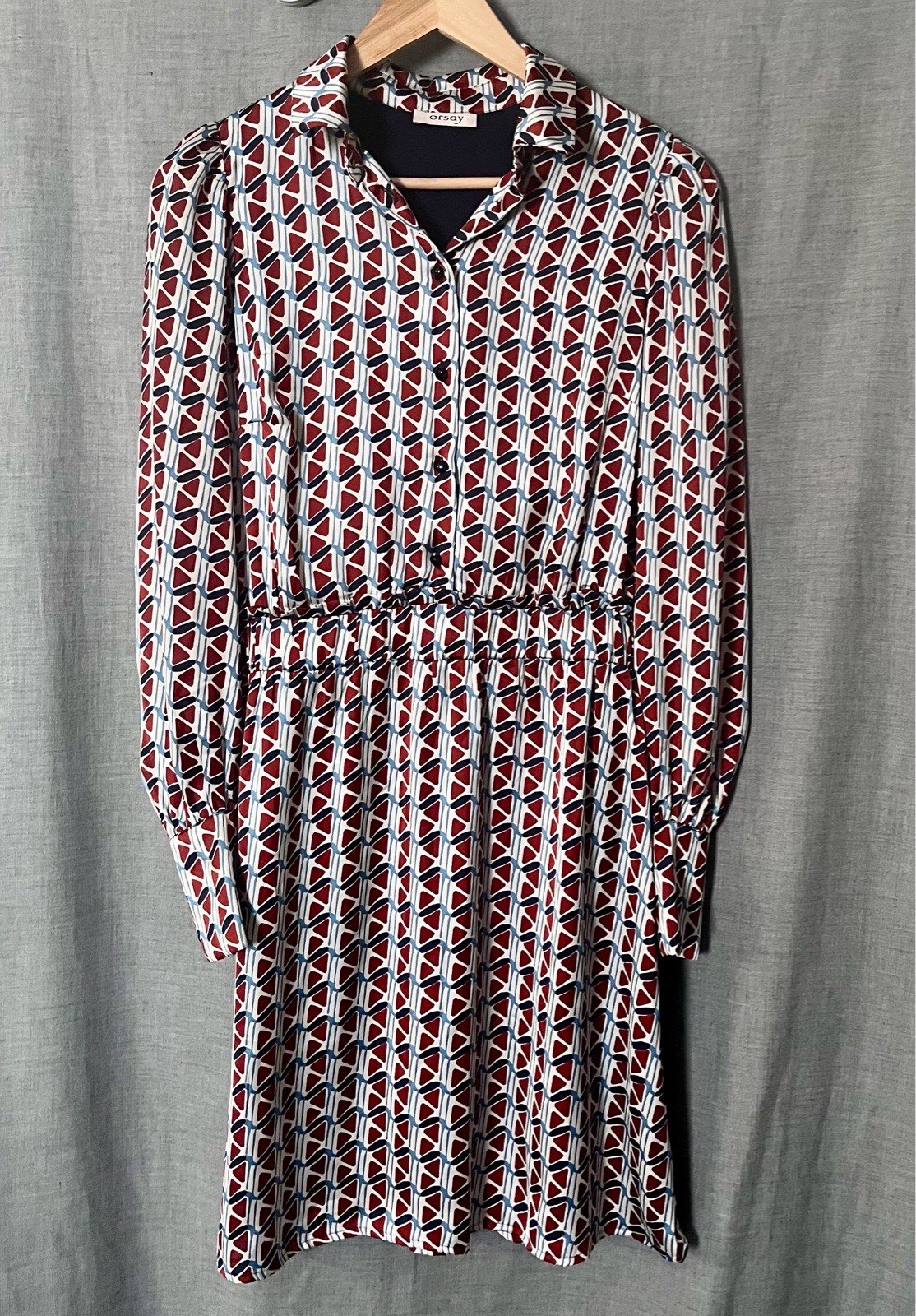 Retro Geometric Print Midi Shirt Dress – Orsay – Lined