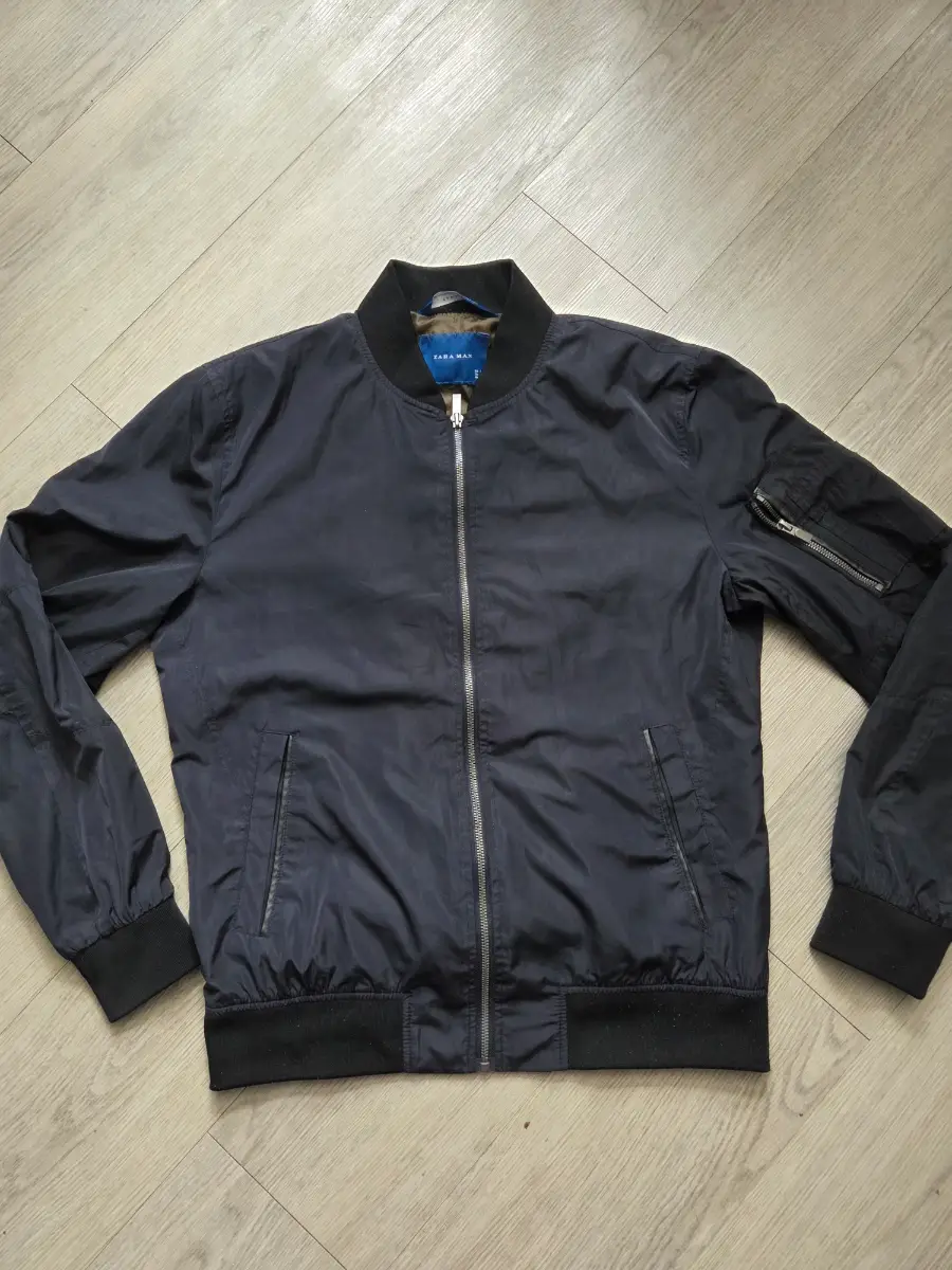 Zara Man Black Bomber Jacket - Size Large