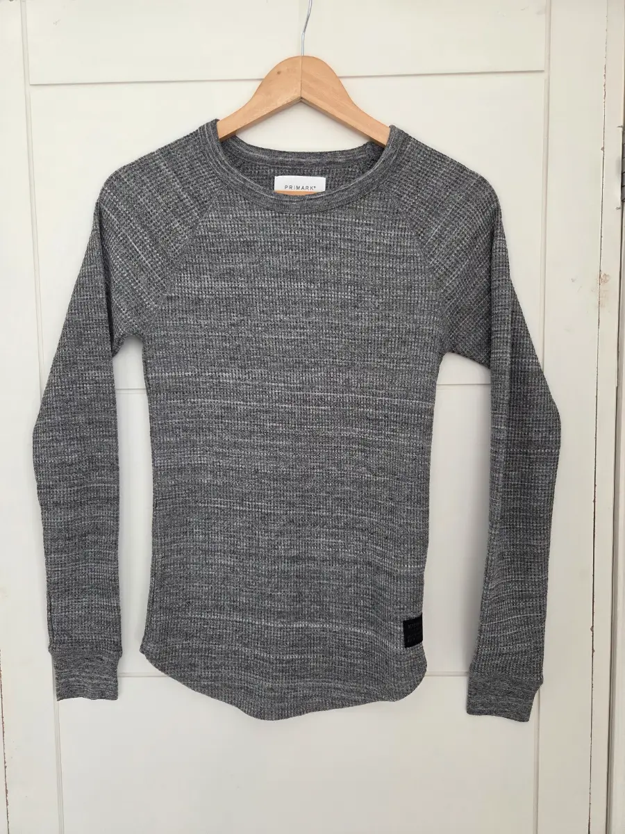Primark Grey Textured Long Sleeve Top, Size S
