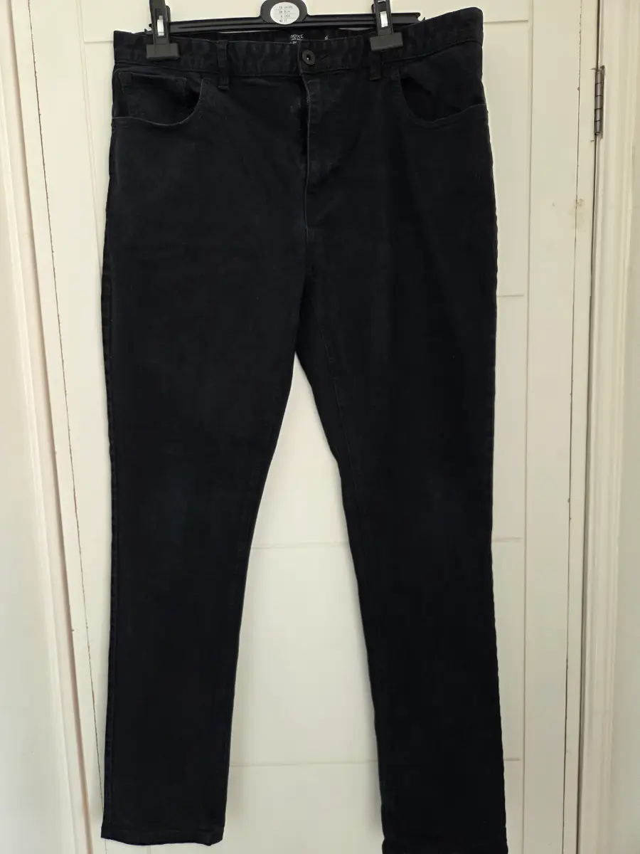 Next Black Slim Fit Jeans 38XL / Mens Black Denim Trousers