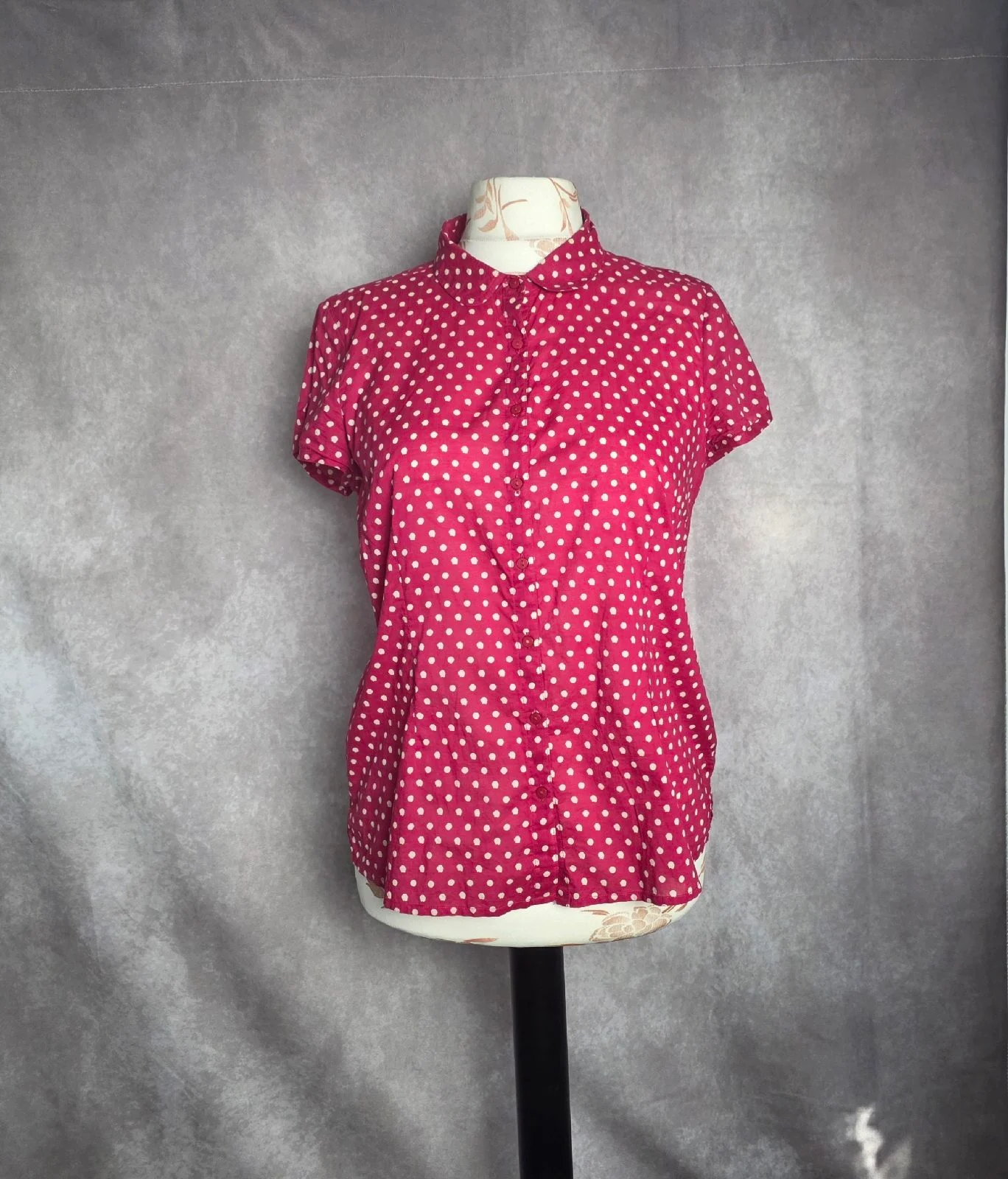 Seasalt Cornwall Rushmaker Pink Polka Dot 100% Cotton Shirt UK 16
