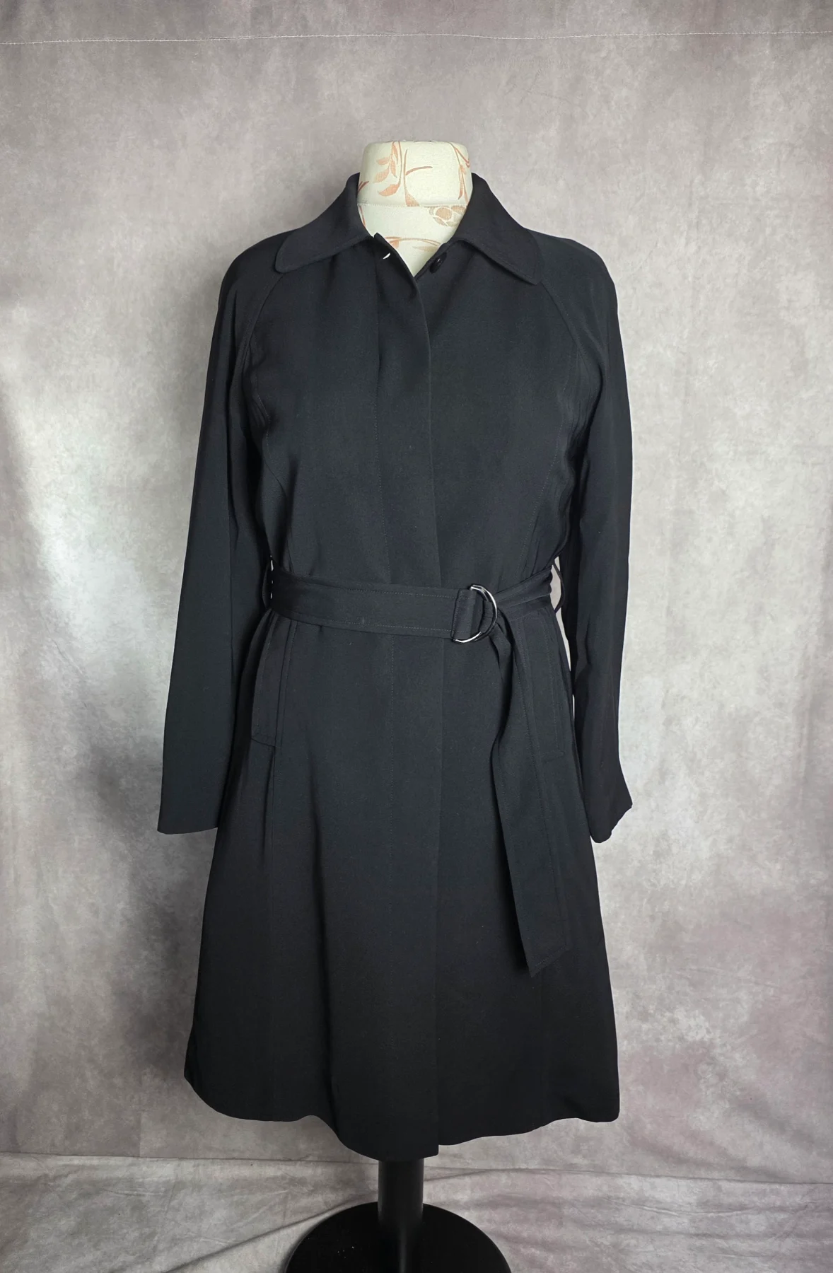 Per Una M&S Black Belted Mac Trench Coat Size Small – Smart Classic Lined