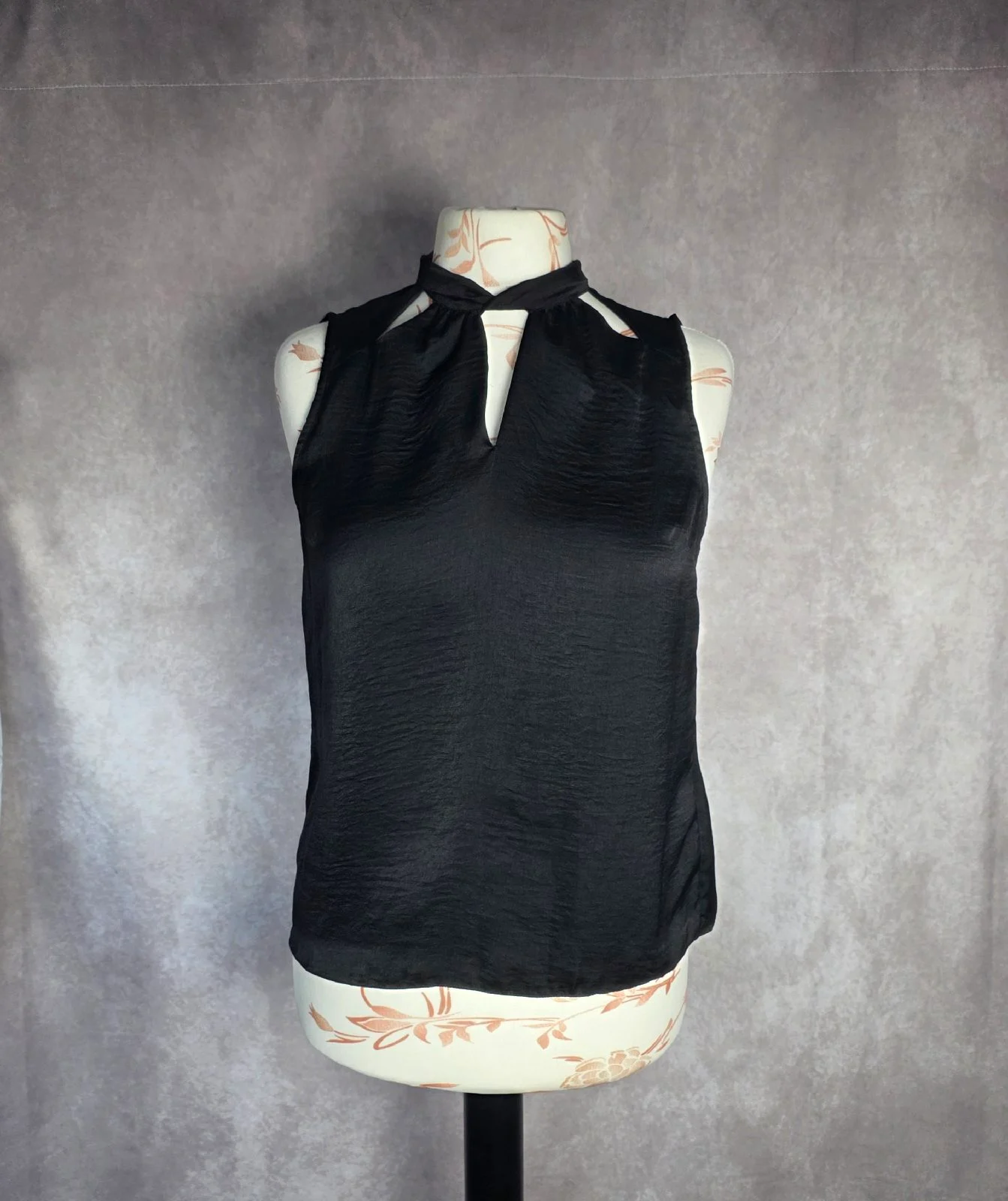 Lipsy London Black Halterneck Keyhole Top UK 12 Sleeveless Evening Party