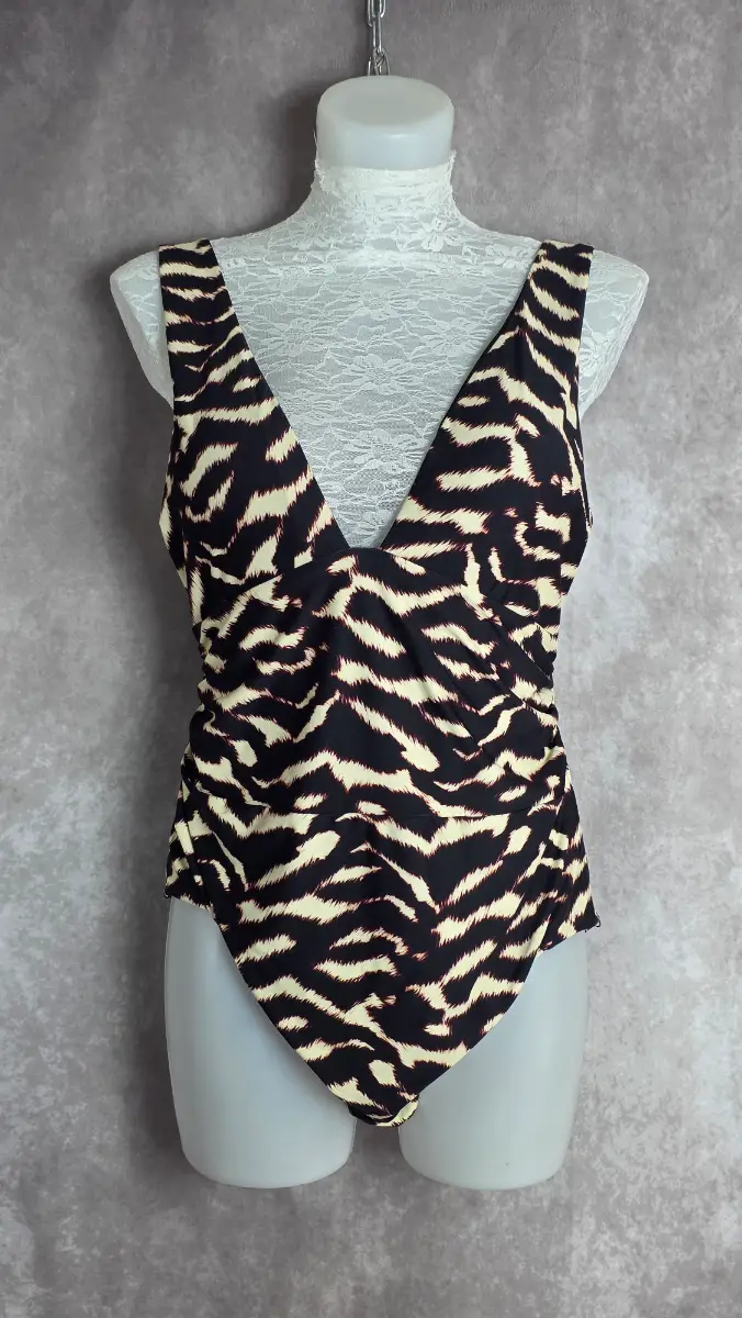 Brown Animal Print Swimsuit UK 18 Shaping Secret Slimming Holiday M&S BNWT