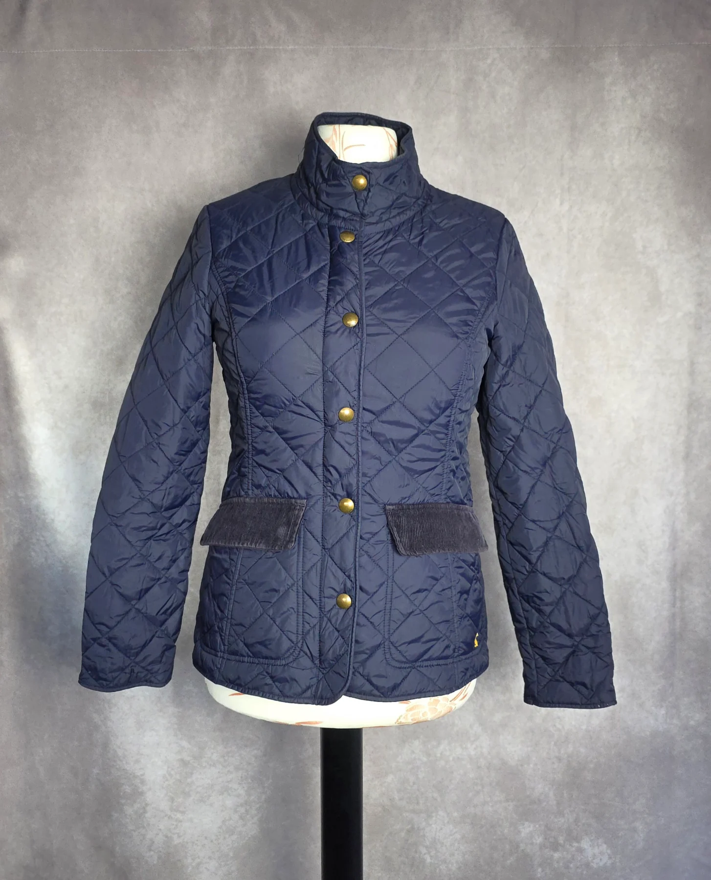 Joules Moredale Navy Quilted Jacket UK 12 Floral Lined Country Style