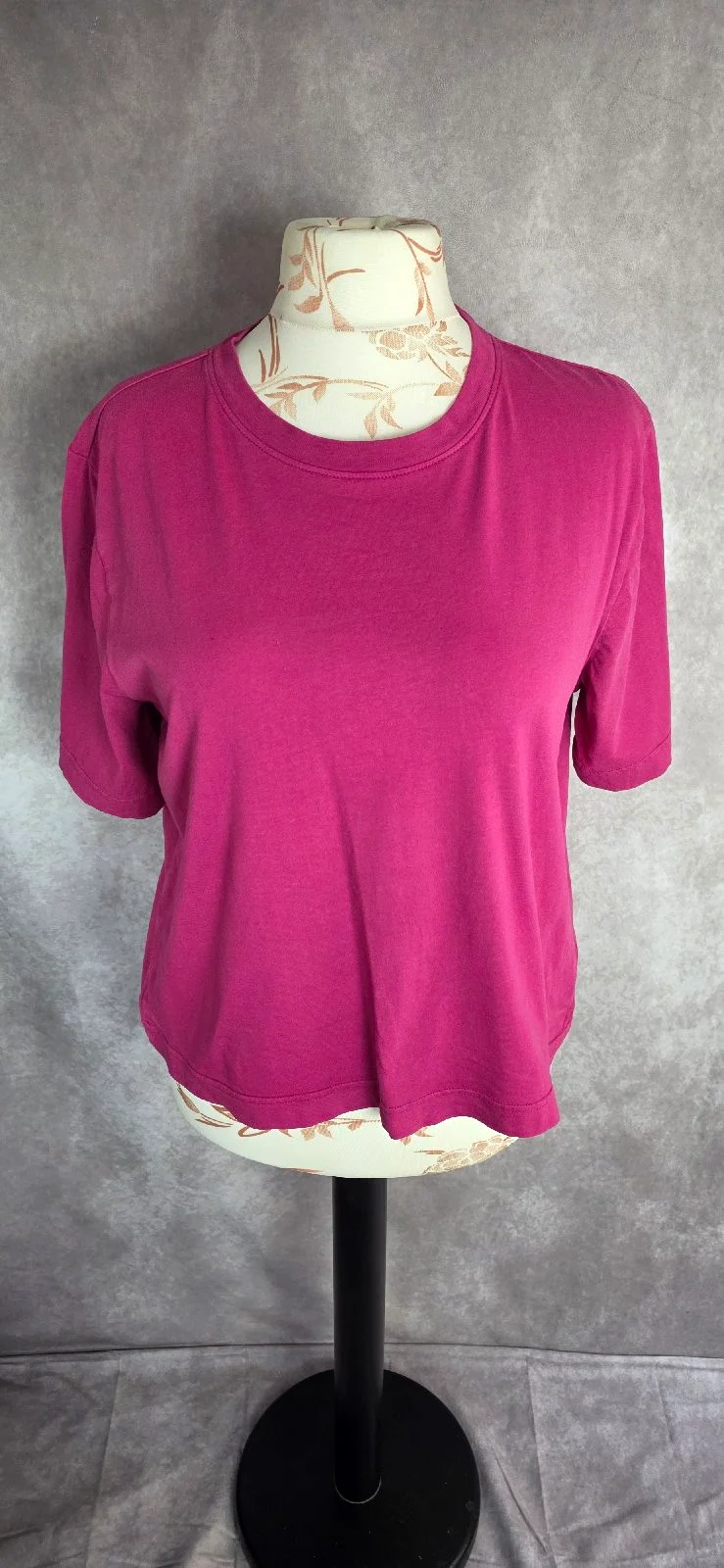 Hush Magenta Pink 100% Cotton T Shirt UK S Crew Neck Casual Basic Wardrobe Staple Top