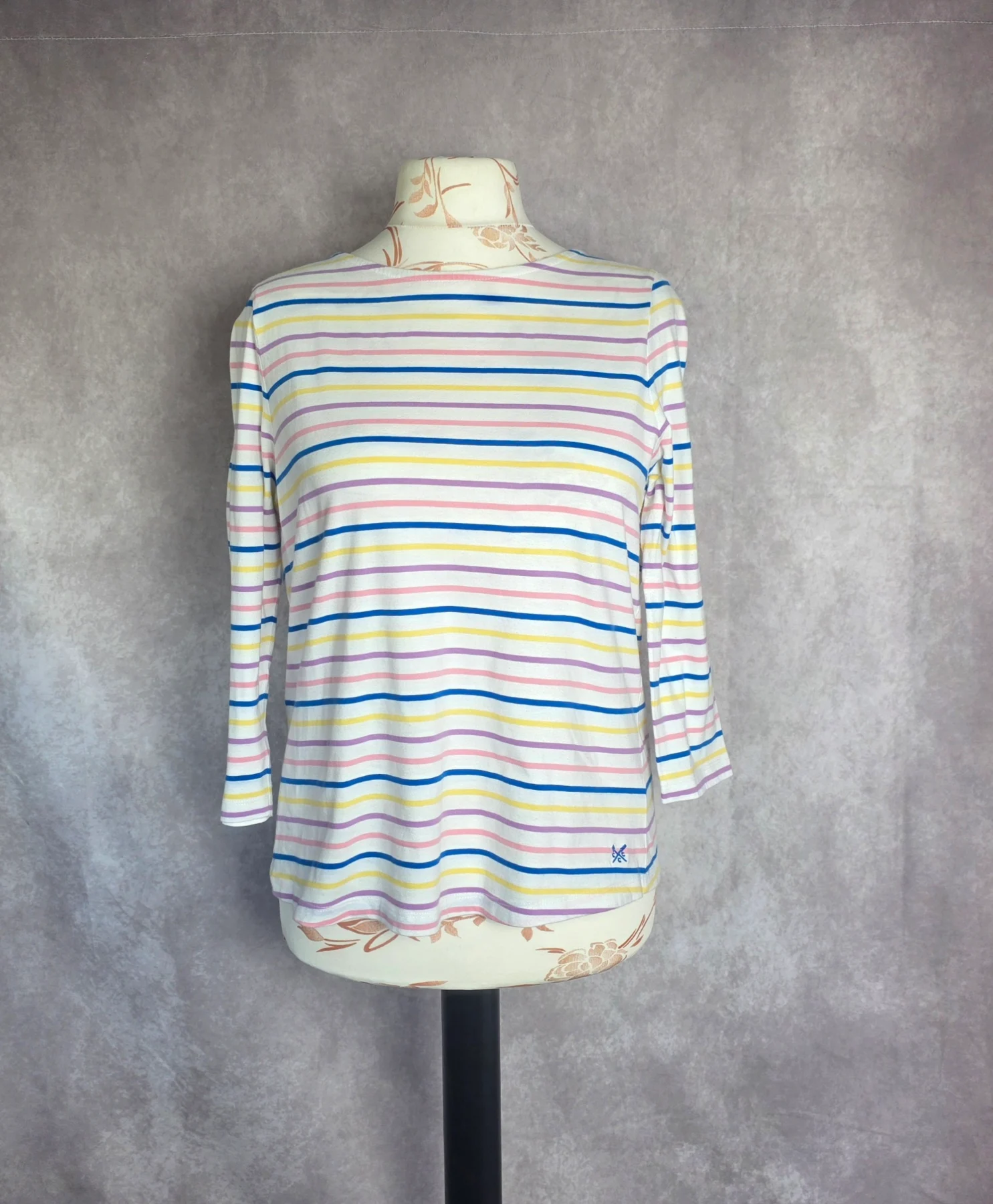 Crew Clothing Company Multicolour Stripe 100% Cotton Long Sleeve Top UK 16