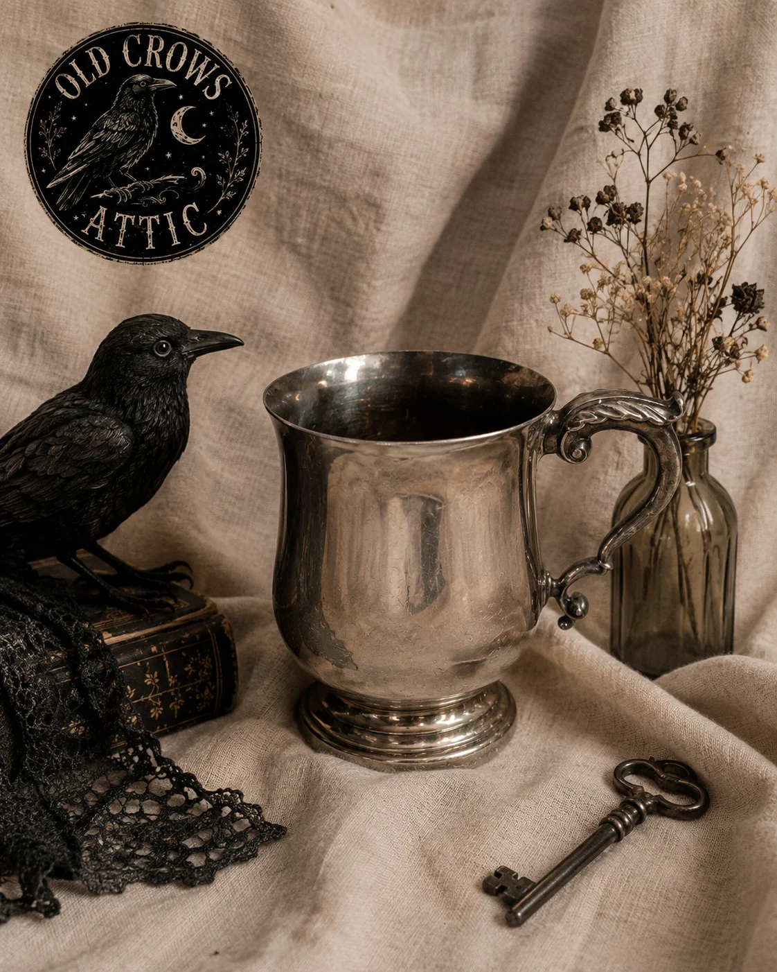 Vintage English Silver Plated Tankard – Ornate Handle