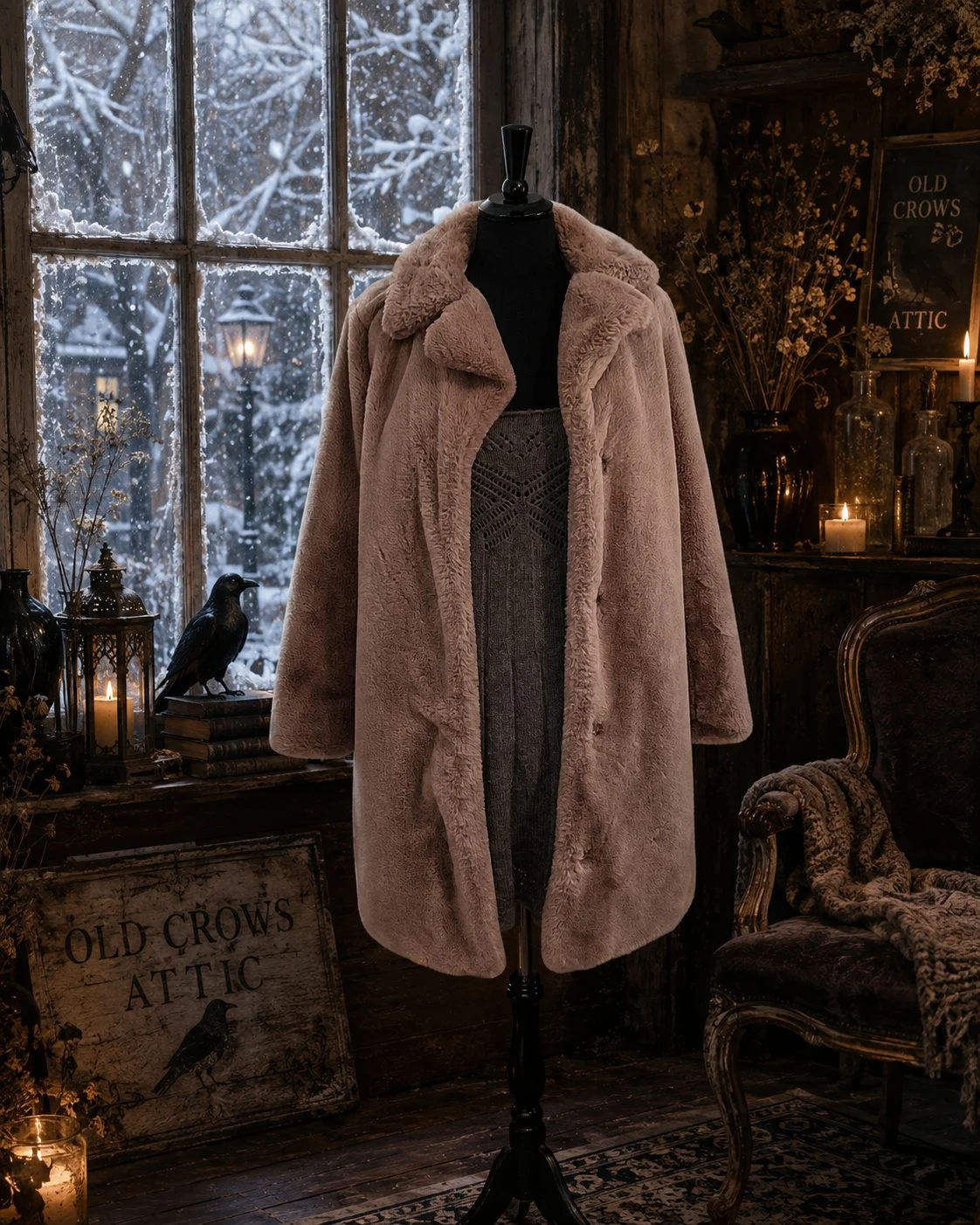 Beautiful George faux-fur coat in a lovely soft taupe/mushroom shade 🤎