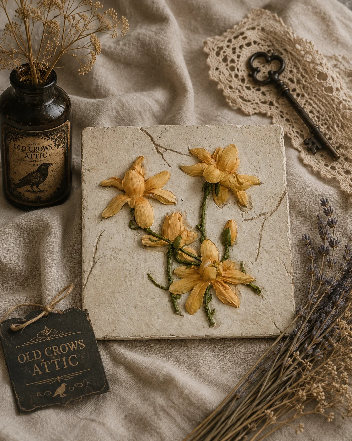 Vintage-Style Floral Wall Plaque – Handcrafted / Shabby Chic