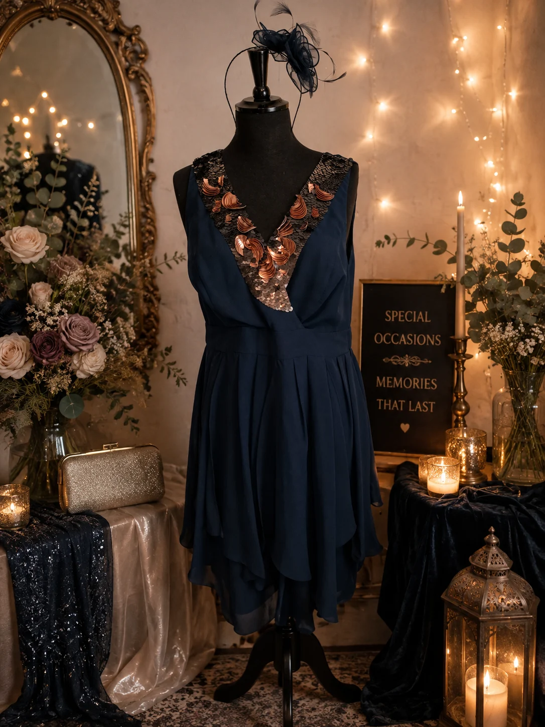 Pepperberry Really Curvy Size 16 Navy Embellished Occasion Dress