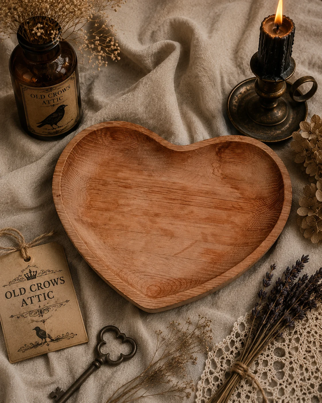 Linea Home Heart-Shaped Wooden Bowl