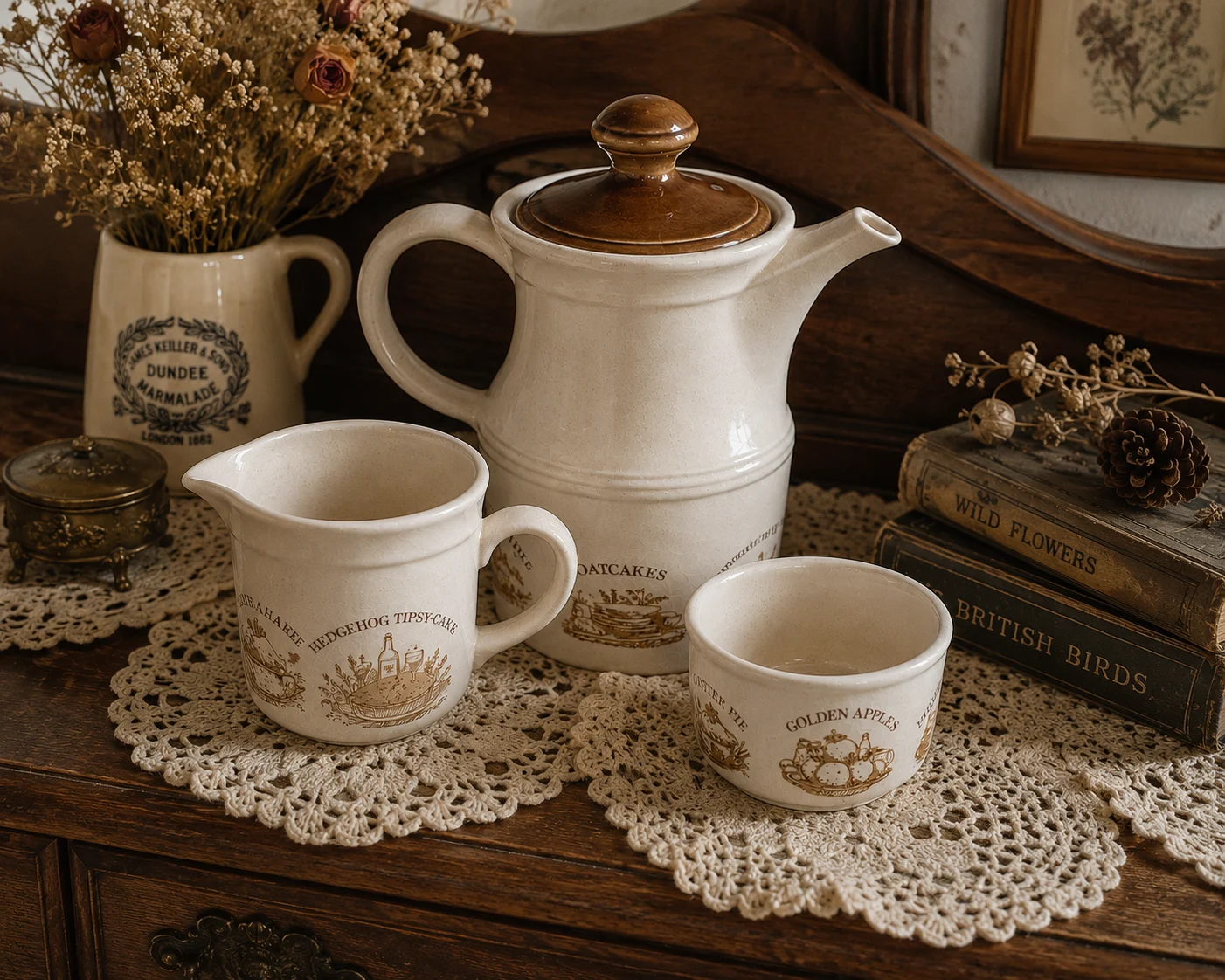Vintage Biltons Classic Old Recipes Teapot, Milk Jug & Sugar Bowl