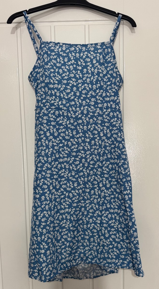 Girls blue floral dress - age 11 years