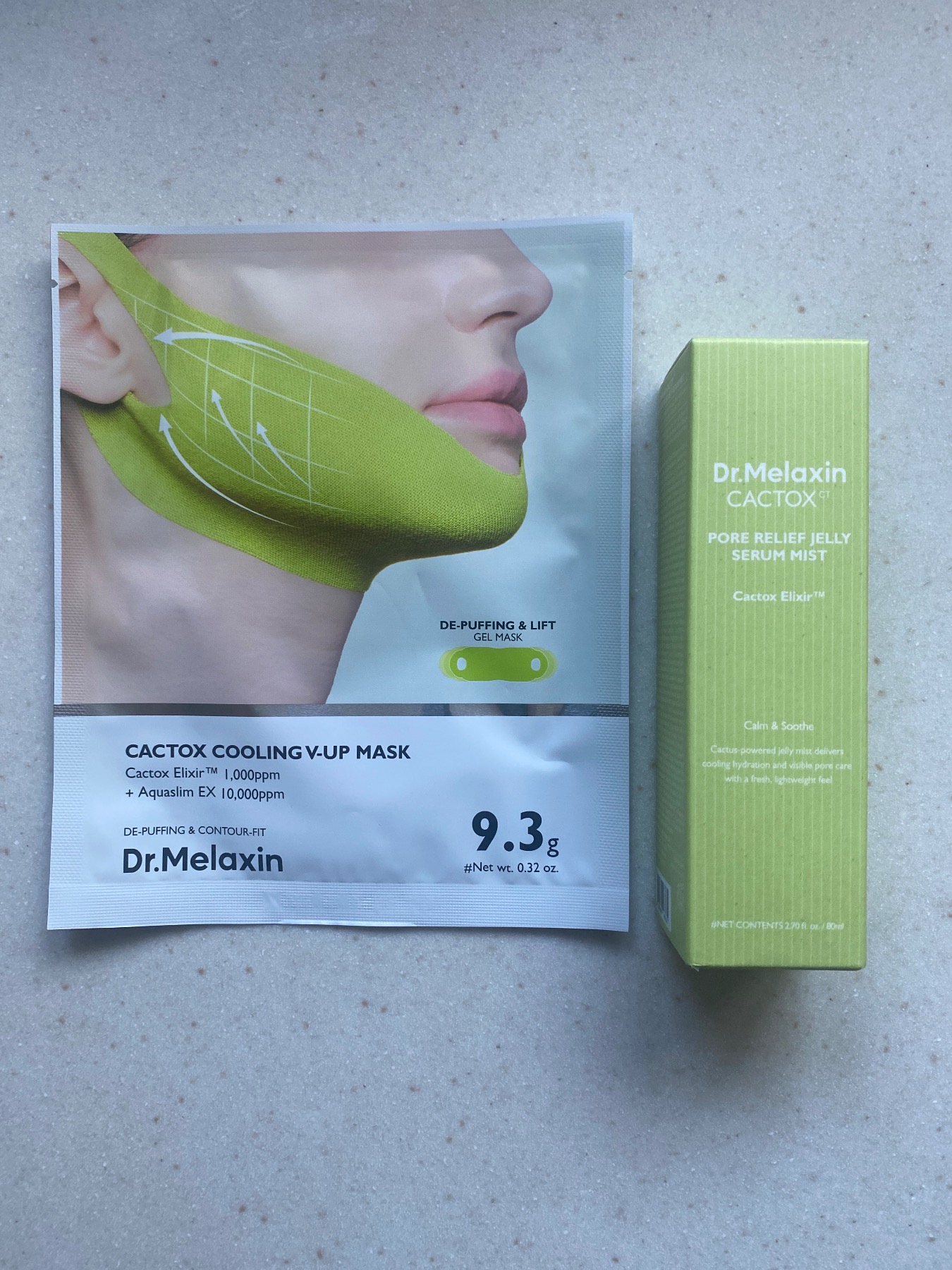 Dr Melaxin cactox cooling v-up mask & 80ml cactox pore relief jelly serum mist
