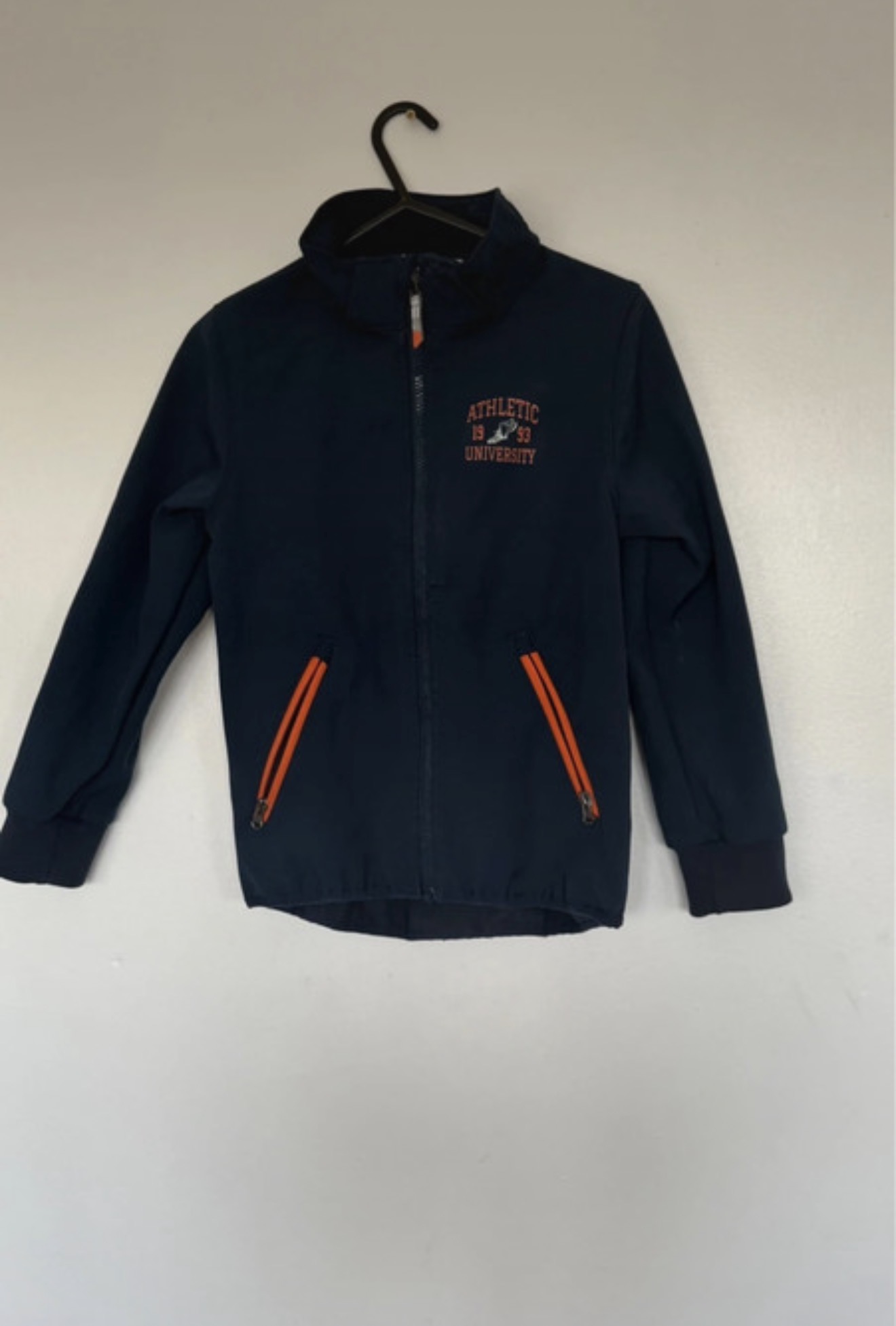 H&M Kids Athletic Zip-Up Jacket – Navy & Orange – Size 7–8 Years