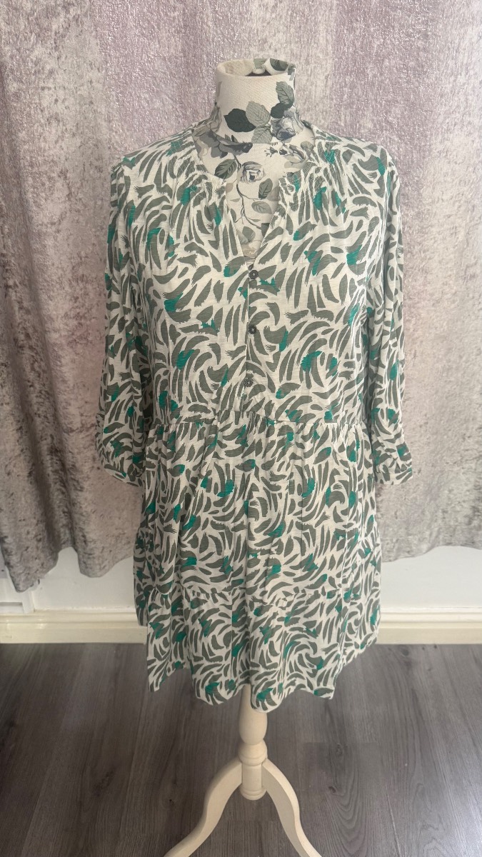 White Stuff Green Abstract Print Tunic Dress UK14 BNWT
