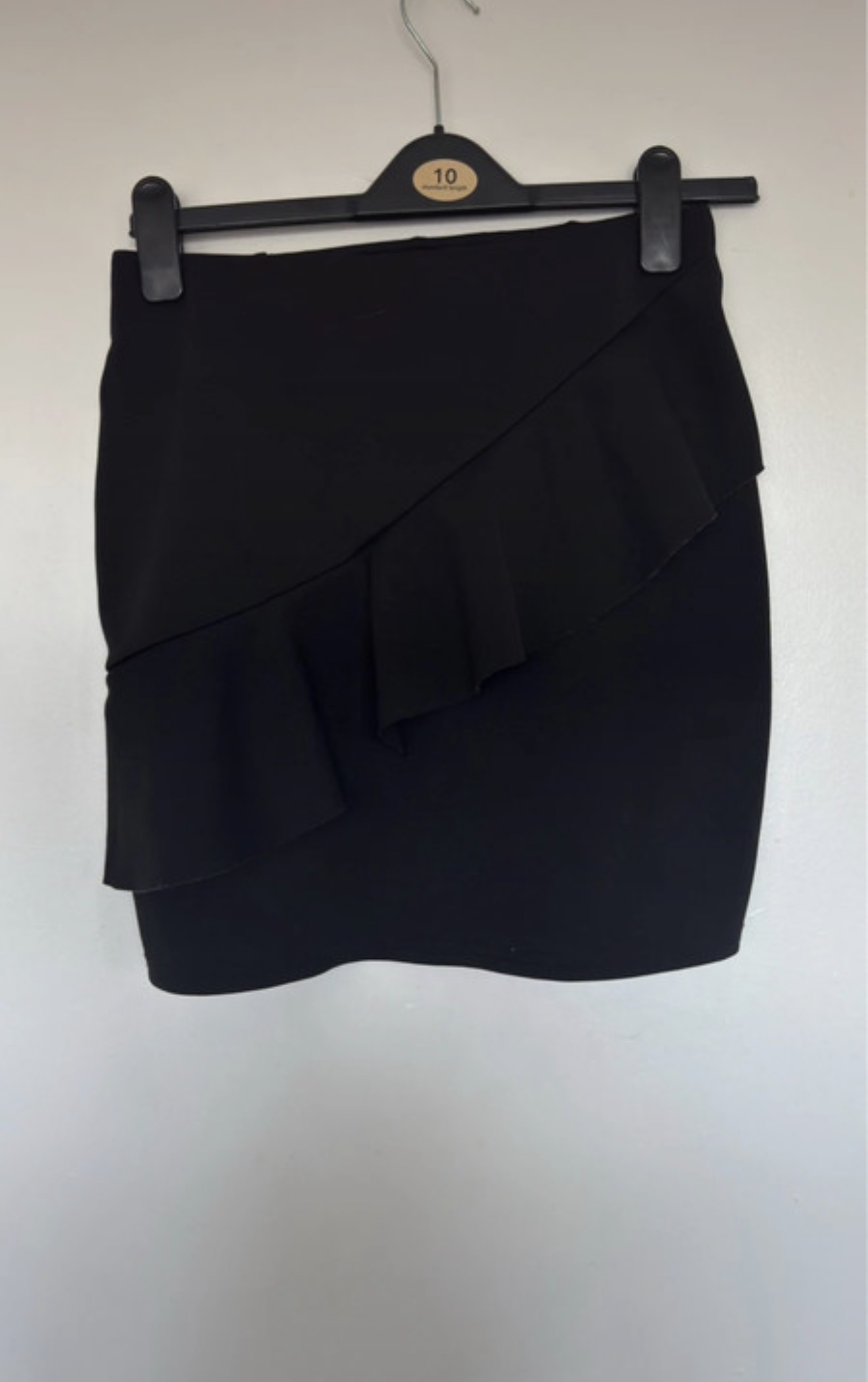 Quiz Black Ruffle Mini Skirt Size 12 | Asymmetric Frill | Party Going Out